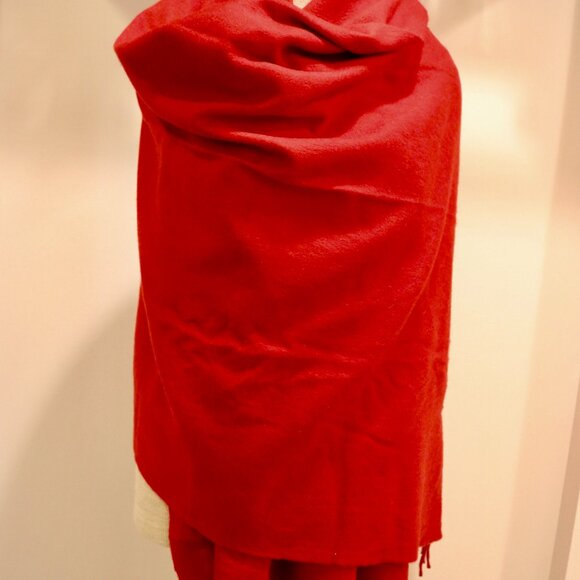 $985 XL LONG HOLLAND & SHERRY 100% CASHMERE RED SCARF WRAP SHAWL Scotland 29x 75 - Picture 2 of 12